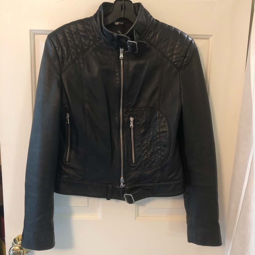 Black Italian leather moto jacket